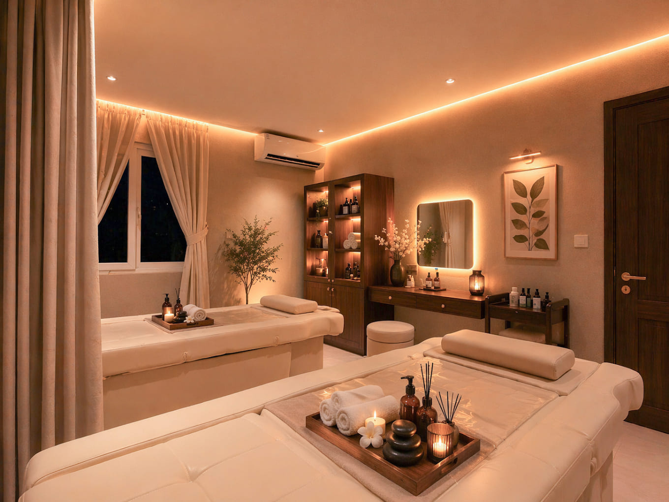 Basalt hot stone massage and organic aromatherapy setup at SOLÉA District 1